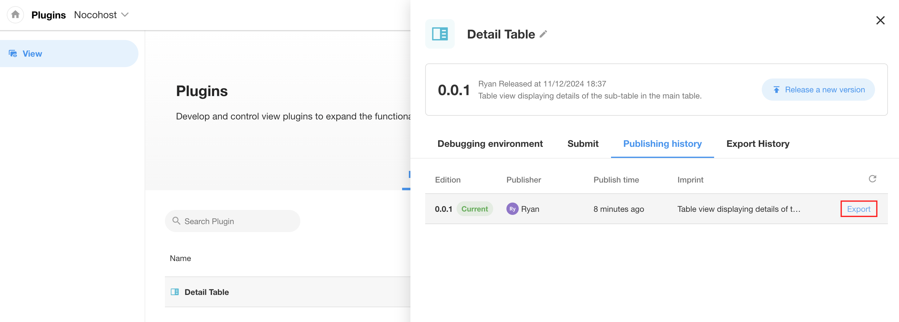 Export View Plugin