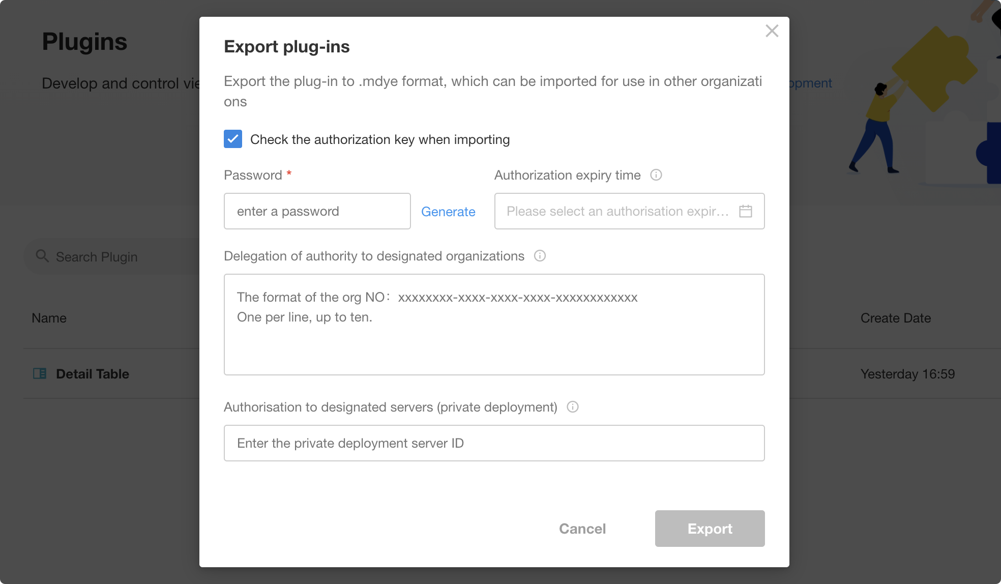 Export Configuration